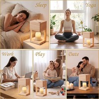 Lampe chauffe-bougie réglable sans flamme avec cadre en bois, pour bougies parfumées – Cadeau haut de gamme pour les amateurs de parfums