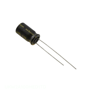 Condensador Original CAP ALUM 10UF 20% 100V RADIAL TH de Orificio Pasante UKW2A100MED1TD 10 uF - Product Image 1