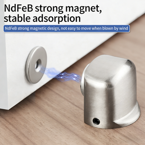 Fermaporta Magnetico Senza Foratura <span class=keywords><strong>e</strong></span> Supporto da Pavimento, Blocco Porta Anti-collisione in Lega di Zinco per Porte Interne - Product Image 5