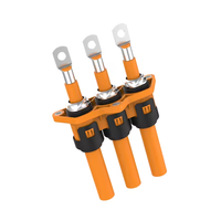 Connecteur de chargeur EV en cuivre et nylon de la série traversante, 1000V, 3 broches, 200A, indice IP67, pour câble de 50mm², prise pour contrôleur de moteur UVW