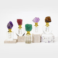 Artisanat de guérison spirituelle en cristal, amas d'améthyste, bouteille d'huile essentielle de fluorite, flacon de parfum, flacon de voyage, cadeau souvenir