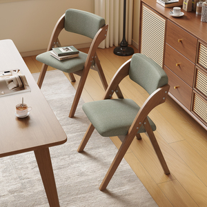 Chaise pliante en bois massif, design minimaliste rembourré, pour la maison, la salle à manger, le bureau, gain de place - Product Image 2