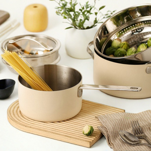 304 pot à lait en acier inoxydable <span class=keywords><strong>ménage</strong></span> pot à soupe japonais avec vapeur et couvercle vapeur pot de cuisine marmite antiadhésive blanc ensemble - Product Image 1