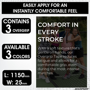 AMA SPORT Overgrip Assorbente con Logo Personalizzato - Materiale PU Morbido e Sottile per Protezione Completa in Tennis, Badminton, Padel e <span class=keywords><strong>Squash</strong></span> - Product Image 6