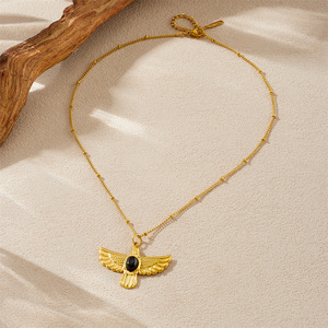 Ciondolo Multielemento Creativo Retrò a Forma <span class=keywords><strong>di</strong></span> Animale in Acciaio Inossidabile Placcato Oro con Diamanti, Stella Marina e Fiocco, Stile Transfrontaliero - Product Image 4