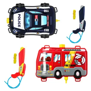 Wholesale 3L children's summer toys fire fighting truck backpack water gun toys set outdoor sports beach toy for kids gifts