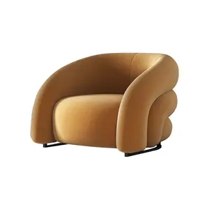 Moderne Hotel Kamer Leisure Oranje Fluwelen Stof Sofa Stoelen Voor Lounge Moderne Woonkamer Fauteuil