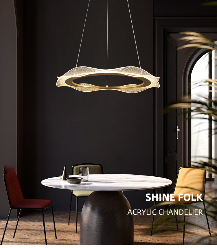Decorative Acrylic Material Vintage Morden Hanging Led Pendant Lamp For Living Room