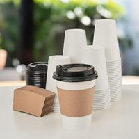Gobelet en Papier Personnalisable 8oz/12oz/16oz/20oz avec Revêtement Aquasoluble, Jetable, pour Café, Boissons Chaudes et Froides, avec Couvercle et Manchon