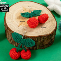 Vergulde legering zijden draad schattige rode kersen oorhangers trendy dames fruit design haak