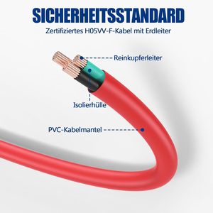 Enrouleur de câble automatique <span class=keywords><strong>mural</strong></span> EP 2300W 16A avec détection TUV, matériel d'installation inclus, rouge PP - Product Image 5