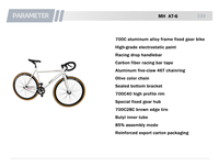 Vélo Fixie en aluminium 700C pour adulte, peinture électrostatique, guidon de course avec ruban de guidon en carbone
