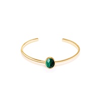 Magnifiques bracelets ajustables en laiton plaqué or 18 carats avec pierres naturelles multicolores, style classique géométrique vintage, agate noire ouverte pour soirée