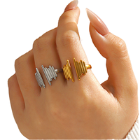 Bague spirale épaisse en acier inoxydable plaqué or 18 carats, bicolore, texture martelée, ouverte et ajustable, pour mariage et fiançailles