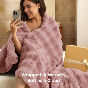 Chăn lông giả mềm mại, ấm áp, kiểu dáng bông xốp, chăn lông thỏ bông xốp lớn, chăn lông giả mềm mại - Product Image 3