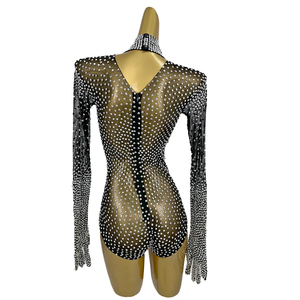 Body Sexy de Manga Larga con Pedrería para Mujer, Traje de Fiesta, Atuendo para Festival, Leotardo para Danza Aérea, Disfraz de Bailarina para DJ, Espectáculo en <span class=keywords><strong>Las</strong></span> Vegas - Product Image 6