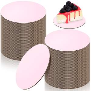 Plateau à gâteau rond en carton rose de 5 pouces, <span class=keywords><strong>mini</strong></span> plateaux à gâteau circulaires, plateau anti-graisse, base de cuisson, plateau à gâteau pour la pâtisserie - Product Image 1