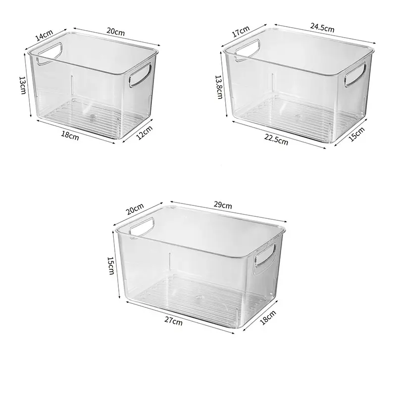 Doorzichtige Pantry Organizer Bakken Huishoudelijke Plastic Voedsel Opslagmand Voor Keukenkasten Koelkast Vriezer Badkamer