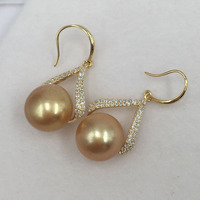 11-12mm Top Fashion Nature South Sea Salt Pearl Jewelry Set With 925 Silver in 18ct Gold Color.nature Gold Pearl Color