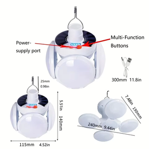 Di động sạc LED Cắm trại đèn lồng Trắng năng lượng mặt trời ngoài trời treo lều đèn với bóng đèn bóng đá và Móc Đèn khẩn cấp - Product Image 5