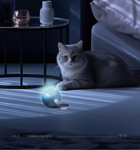 Bola automática USB para gatos, sin reglas, luz giratoria, evitación automática <span class=keywords><strong>de</strong></span> obstáculos, bola para morder impermeable para perros y gatos - Product Image 6