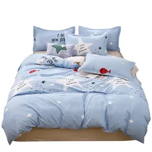 Set di biancheria da letto in cotone lavato spazzolato in tre pezzi del produttore <span class=keywords><strong>lenzuola</strong></span> a letto singolo dormitorio con federa <span class=keywords><strong>e</strong></span> copriletto - Product Image 5