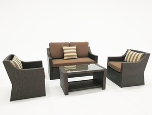 Plate-forme en ligne de l'usine de Guangzhou livraison directe en gros ensemble de canapés sectionnels en rotin et osier en résine brun chocolat <span class=keywords><strong>4</strong></span> pièces - Product Image 2