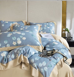 Parure <span class=keywords><strong>de</strong></span> lit en lyocell imprimé 300T, douce pour la peau, pour dormir nu, fraîcheur printemps-été, draps en soie - Product Image 3
