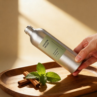 Bouteille pulvérisateur ronde en aluminium 200ml 300ml 500ml finition mate avec bouchon à vis pour le nettoyage, la maison, les voyages et les soins capillaires