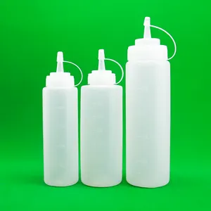 Food Grade Plastic Squeeze Sauce Bottle For Ketchup With Flip Top Cap Upside Down