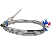 PT100 RTD Sensor Suhu Probe - 10cm panjang, 3-kawat, M8 benang, 1-5m kabel, -50 sampai 400 °C, untuk penggunaan industri