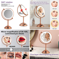 Miroir de Maquillage LED Personnalisé pour Bureau avec Capteur Tactile, Taille et Couleur Personnalisables, Miroir de Table Intelligent Double Face pour Salle de Bain