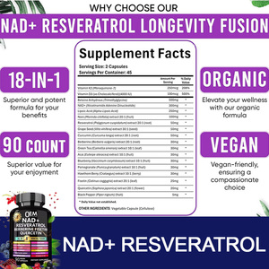 OEM ODM NAD + Bột viên nang Resveratrol berberine fisetin quercetin tất cả trong một khoáng chất Fusion Curcumin Hạt tiêu đen hạt nho - Product Image 2