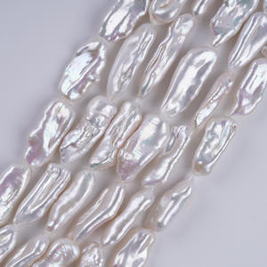 Collar de Perlas Blancas de Agua Dulce Naturales de 9-10 mm, Casi Redondas, con Luz Intensa, Material de Cadena para Suéter, Perla Semiterminada - Product Image 2