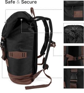 Échantillon gratuit Sac à dos en cuir PU imperméable à rabat souple personnalisé pour homme pour l'école Voyage Style Lettre - Product Image 3
