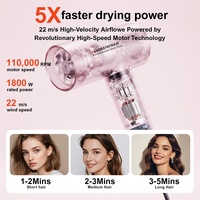 Sèche-cheveux de salon 1800W, design compact en plastique, moteur BLDC, ionique, 3 vitesses, buse concentratrice, système d'air chaud/froid
