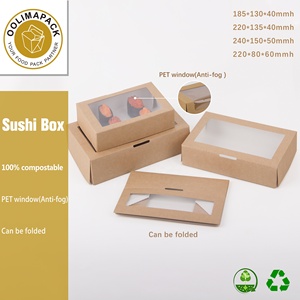 Nero estrarre la scatola di sushi di carta, scatola di snack usa e getta ecologica e per uso alimentare, sushi to go box - Product Image 2