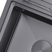 Évier de cuisine multifonction Bol unique SS304 Nano Noir avec support pour planche à découper Porte-couteau pour bar et cuisine