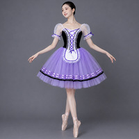 Robe longue en tulle tutu de ballet romantique, costume de scène Giselle Acte I Village pour filles et femmes, idéal pour concours, récital et examen
