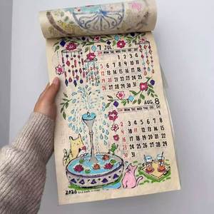 2026 New China Calendar Hand-painted Illustration <b>Paper</b> Whale Seahorse Fish <b>Pattern</b> Rectangle Wall Calendar High Color Value - Product Image 4