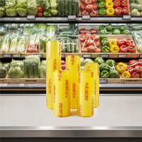Film alimentaire en PVC transparent brillant en gros, rouleau de film d'emballage avec logo personnalisé, longueur 300m, qualité alimentaire, film étirable anti-humidité