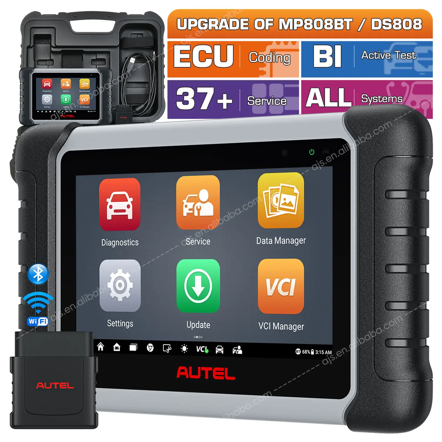 Autel Maxipro MP808BT PRO alat pemindai diagnostik, alat diagnosis pemindai dua arah Bluetooth 30 + Layanan MP808 MP808S