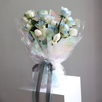 Papier d'emballage de fleurs holographiques imperméable à l'eau pour bouquet floral, fournitures de fleuriste, papier d'emballage pour cadeau de mariage, papier artisanal pour bricolage