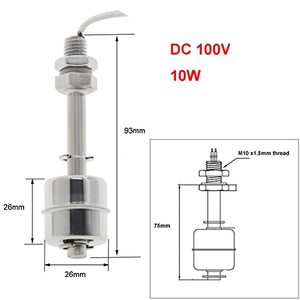 Interruptor de flotador de acero inoxidable de 75 mm para tanque, sensor de nivel de agua, monitor de líquido vertical, mini interruptor de flotador de nivel de agua para peces - Product Image 2
