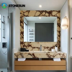 Mobile Bagno Sospeso in Marmo Calacatta Viola Personalizzato StoneSun per Arredamento Interno di Ville Moderne <span class=keywords><strong>e</strong></span> Hotel - Product Image 3