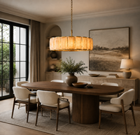Lustre rond moderne en laiton avec abat-jour en alabâtre naturel, luminaire suspendu de luxe moderne pour salle à manger, villa, maison