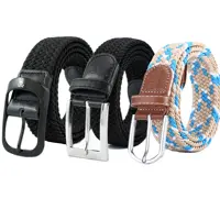 Cinturón elástico trenzado de tela elástica para hombre y mujer, personalizado, informal, a la moda