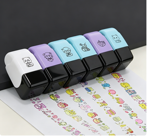Sello <span class=keywords><strong>de</strong></span> Rodillo <span class=keywords><strong>de</strong></span> Dibujos Animados para Niños, Sello <span class=keywords><strong>de</strong></span> Patrones Continuos Multicolor, Herramienta <span class=keywords><strong>de</strong></span> Arte Creativa Autoentintable para Niños - Product Image 1