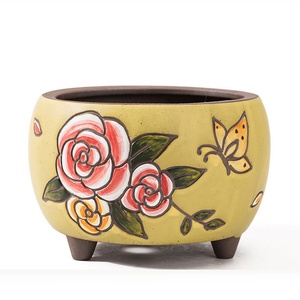 Maceta de cerámica para plantas, diseño Floral pintado a mano, suculenta, <span class=keywords><strong>Cactus</strong></span>, bonsái, maceta para flores - Product Image 6