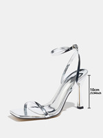 Vente en gros d'usine - Chaussures à talons hauts pour femmes, bout carré, couleur unie, avec une seule bride.